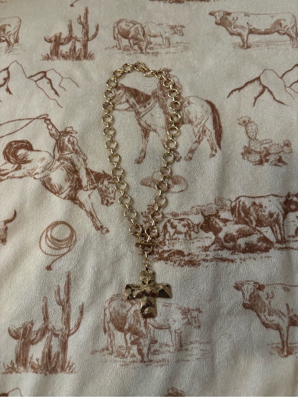 Gold Cross Link Necklace - Women Jewelry